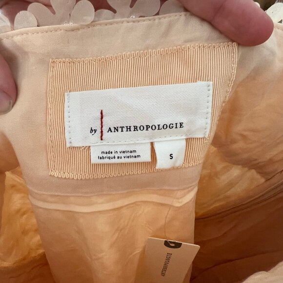 NWT $168 Anthropologie 3D Floral Peach Mini Dress Pockets Small mc - Picture 4 of 6